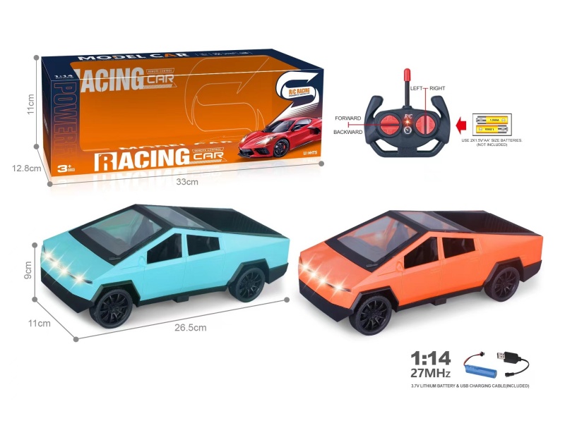 27Mhz 1:14 4CH Remote Control Simulated Tesla Cyber Pickup Truck With Headlight(Included Batteries)