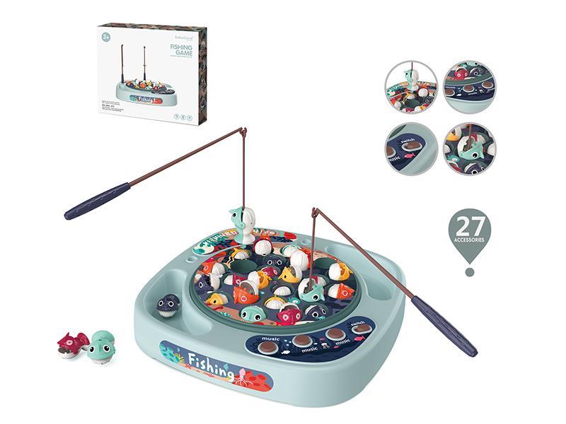 24pcs Big Fish And Small Fish Cyclic Rotating Fishing Game Set