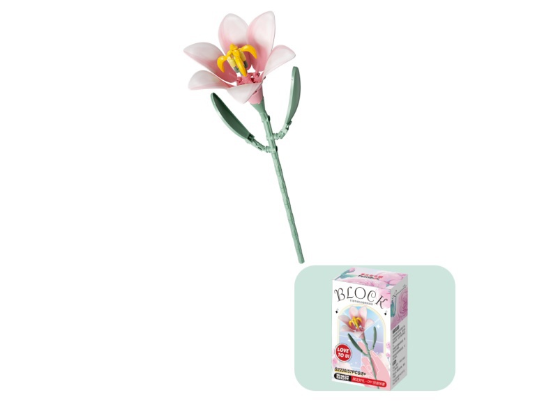 Building Blocks: 57Pcs Small Particle Building Block Flower - Lily (Pink)