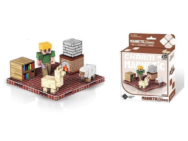 Magnetic Building Blocks-Fireplace Heating