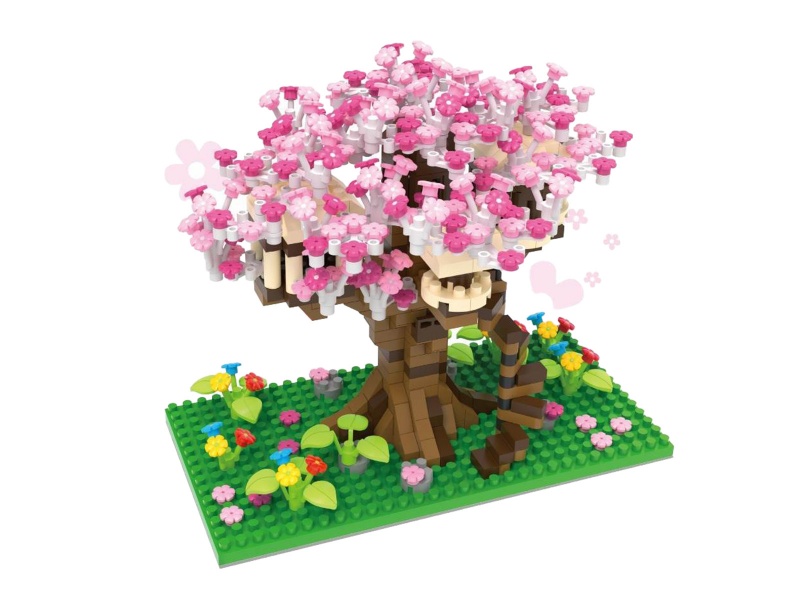 Pink Tree House Micro Particle Building Blocks Tree Assembly Building Blocks Flower Educational Toy