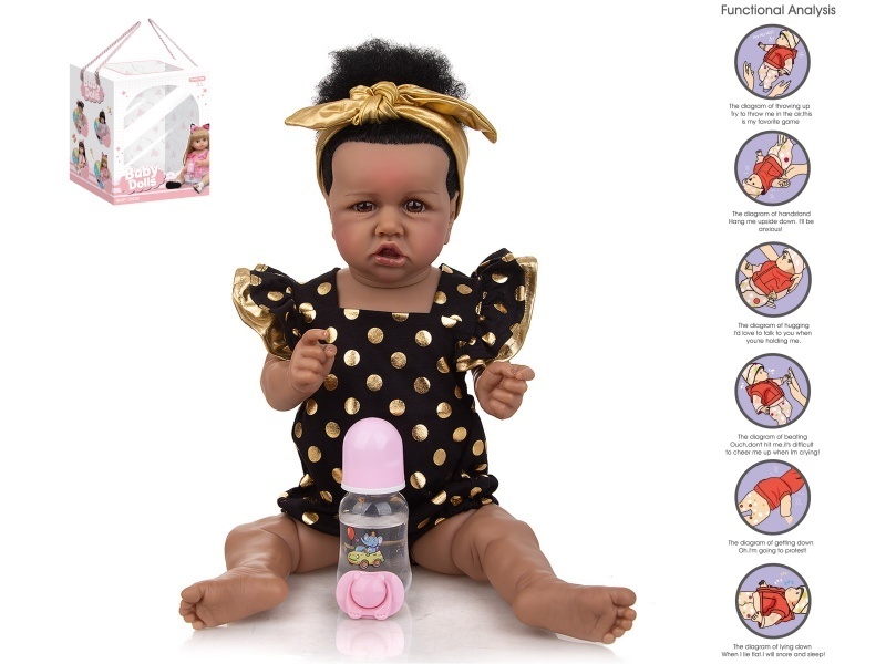 58Cm Rebirth Doll High-Fidelity Baby Doll (Ordinary Pp Car Hair) With A Milk Bottle, Magnetic Pacifier, Diaper, Birth Card, And Gravity Sensing Sound Function