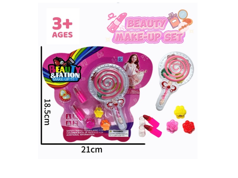 Lollipop makeup accessories and toys come with 2 lipsticks and 3 clips
