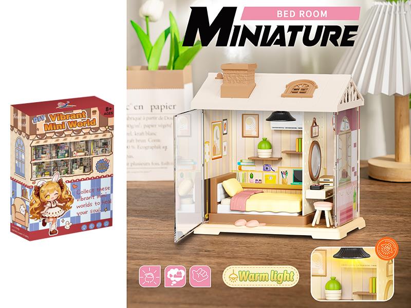 Spray Roof Bed Room DIY Miniature Scene Toys 55PCS