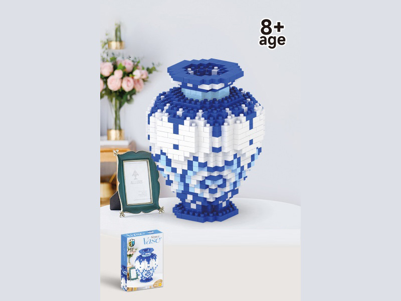 Blue And White Porcelain Building Block Chinese Vase Series 667 Pieces