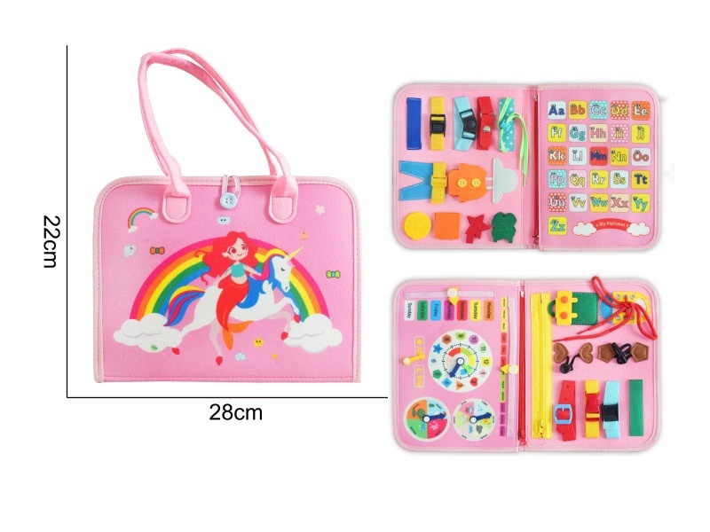 Montessori Early Childhood Education And Intelligence Development - Pink Felt 3-Page Rainbow Mermaid With Velcro