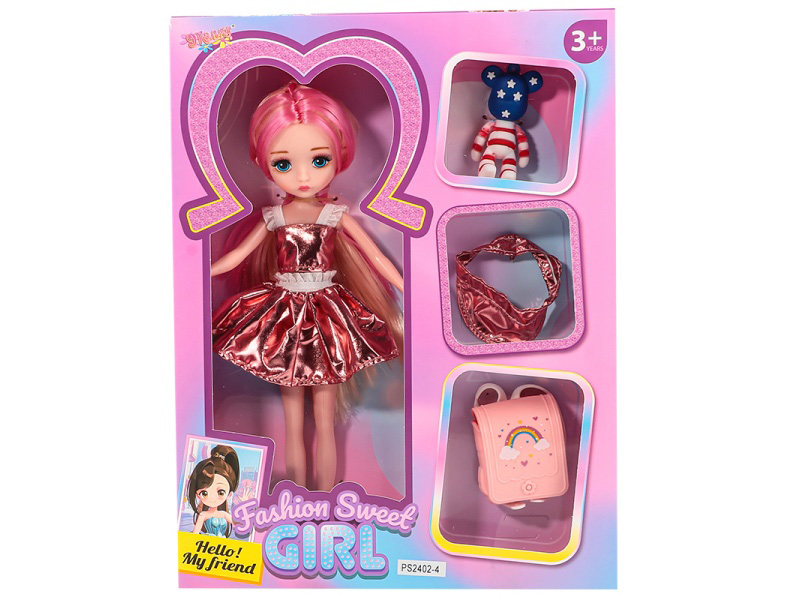 10" Fashion Sweet Girl Doll With Violent Bear Accessories