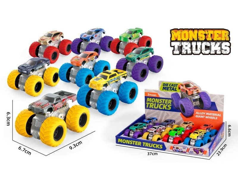 1:64 Large Wheel Double Inertia Alloy Vehicle (8 Models Mixed)