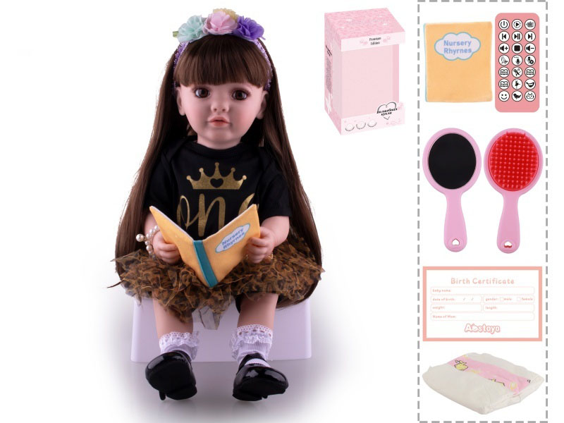 22-Inch Bionic Smart Rebirth Doll, Capable Of Bionic Shaking Of The Head, Raising Of The Hand, Mouth Movement To Speak, Intelligent Dialogue, Recording, Imitating The Tongue, Oral Skills, Dance Music