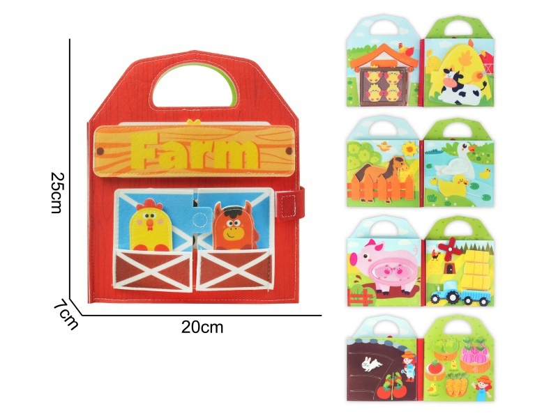 Montessori Early Childhood Education And Intelligence Development - 5-Page Felt Portable Farm Book