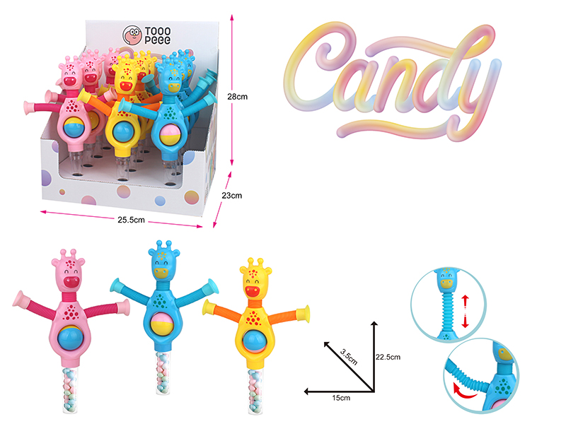 Giraffe Telescopic Tube Toy Candy Toys 12pcs