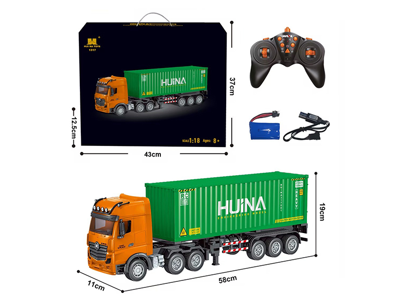 1:18 9-Channel Semi-Alloy Remote-Control Container Truck