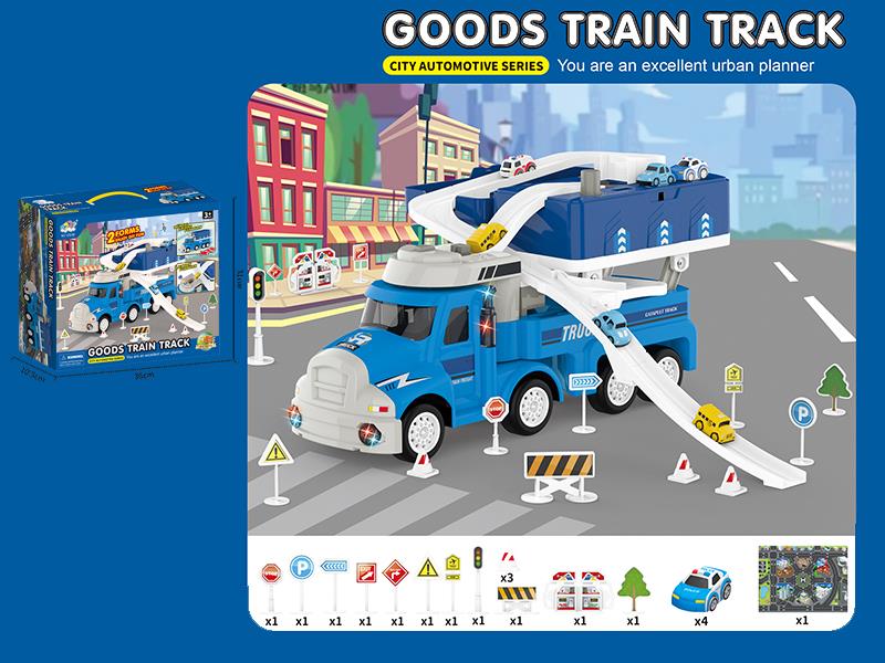 City Series DIY Track Transport Truck(With 4 Cars)