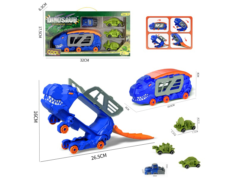 Little Tyrannosaurus Rex Transformable Storage Vehicle +3 Skeleton Dinosaur Vehicles +1 Catapult