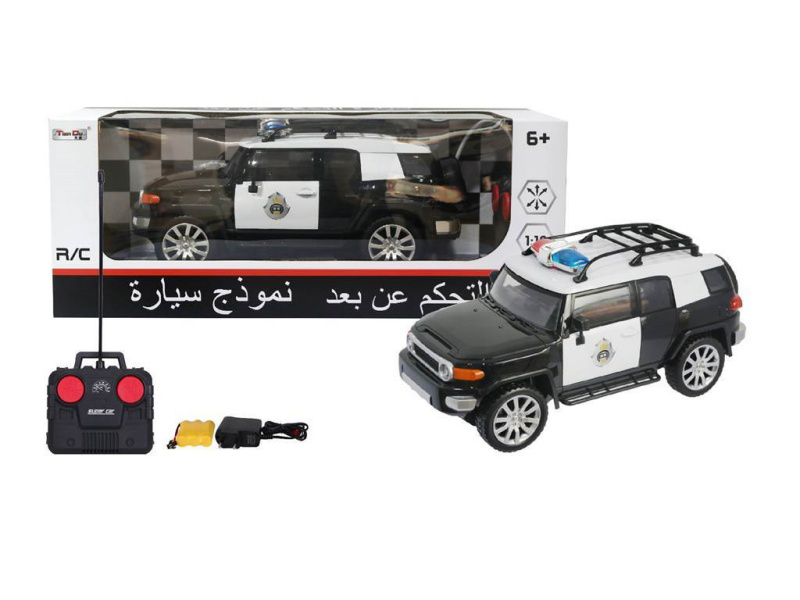 1:12 Four-Way Simulation Toyota Fj Police Car Remote Control With Lights And A Regular Remote Control