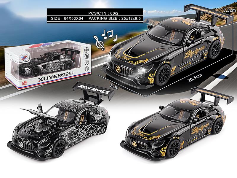 1:24 Mercedes-Benz AMG Pull Back Alloy Car Model(4 Doors Can Open, Lights And Music)1PCS
