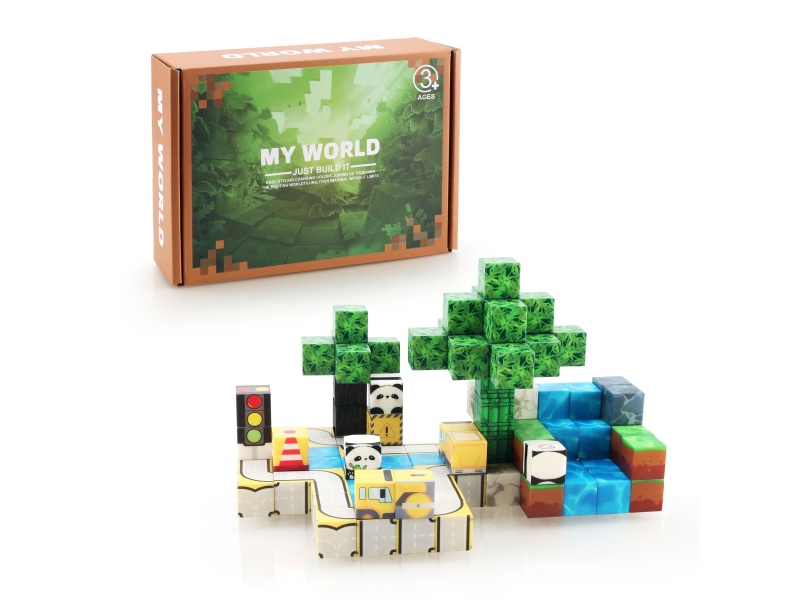 Building Blocks: 2.5Cm Road Traffic Set (108 Magnetic Blocks)