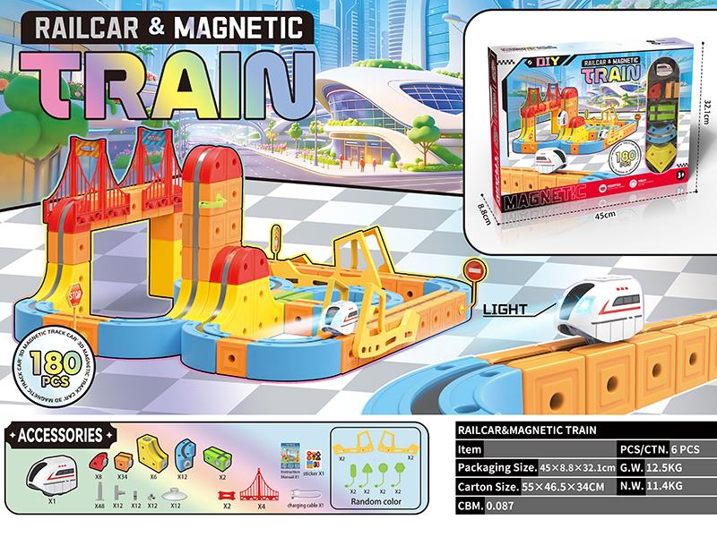 DIY 3D Magnetic Track Car(Car With Light)180PCS
