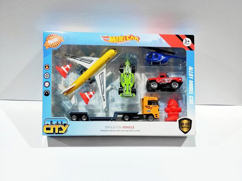 Pull Back Airplane, Slide Cars, Trailer Scene Set