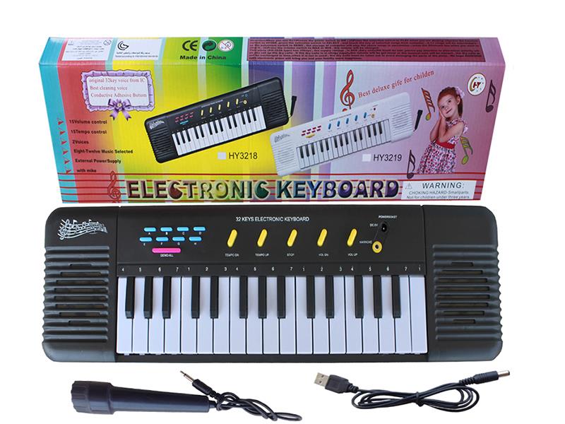 32 Keys Electronic Organ(Black, With USB, Microphone)