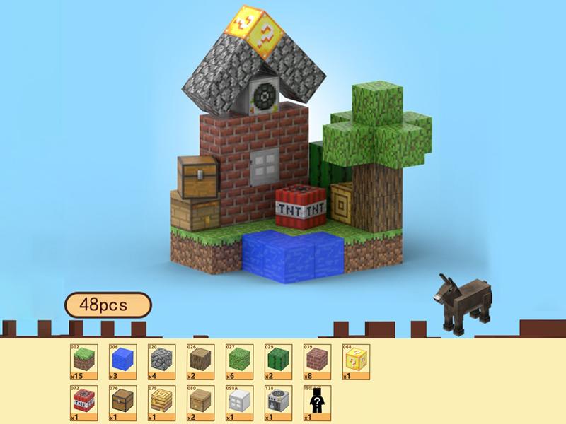 Isolated Cottage Magnetic Cube Building Blocks 48pcs