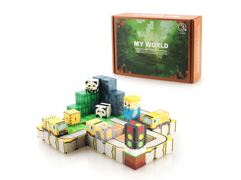 Building Blocks: 2.5Cm Road Traffic Set (81 Magnetic Blocks)