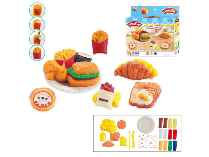 Hamburger, bread and pizza series clay