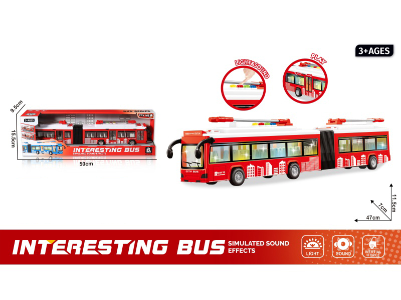 Sound And Light Inertial Openable Double-Decker Bus - Red (Battery Not Included: 3*Aaa)