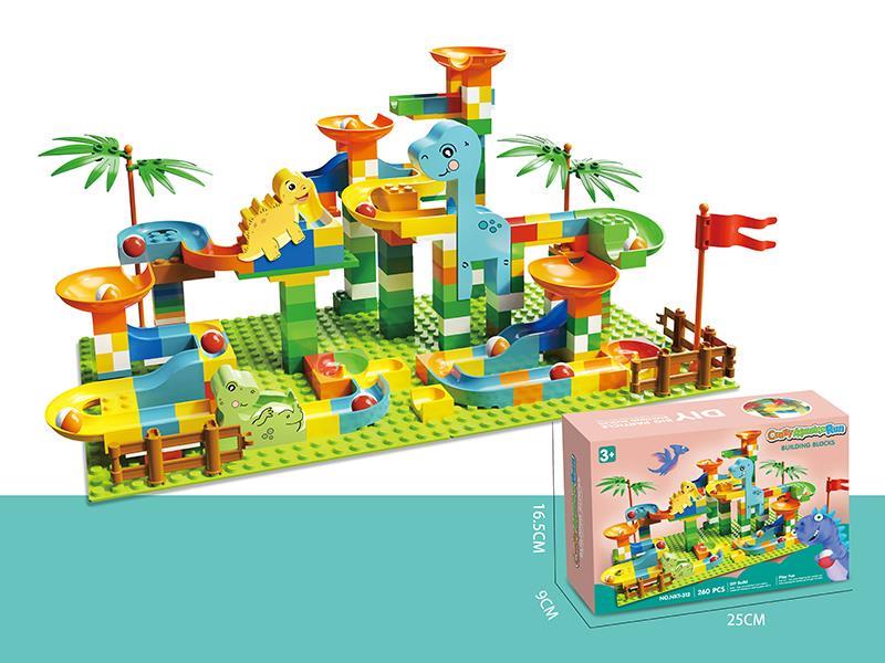 260Pcs Small Particle Building Block Dinosaur Slide+Base Plate