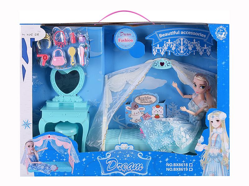29cm Doll Dressing Table Bed Set