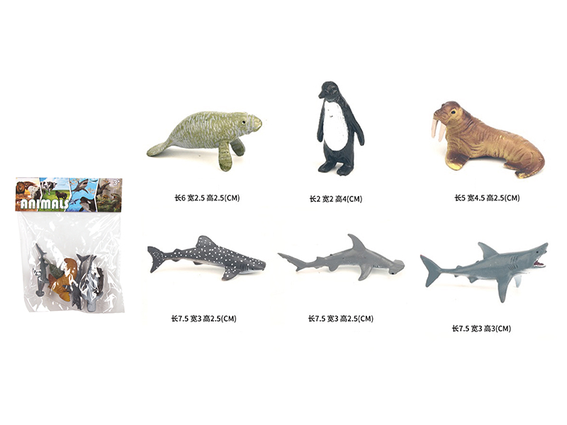 Solid Mini Sea Animal Set 6pcs
