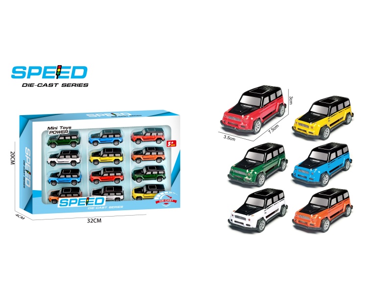 Pull Back Iron Off-Road Vehicles 12pcs