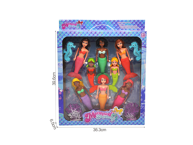 Wind Up Wag Tail Pearly Lustre Mermaid Set(7 Inch + 6 Inch)