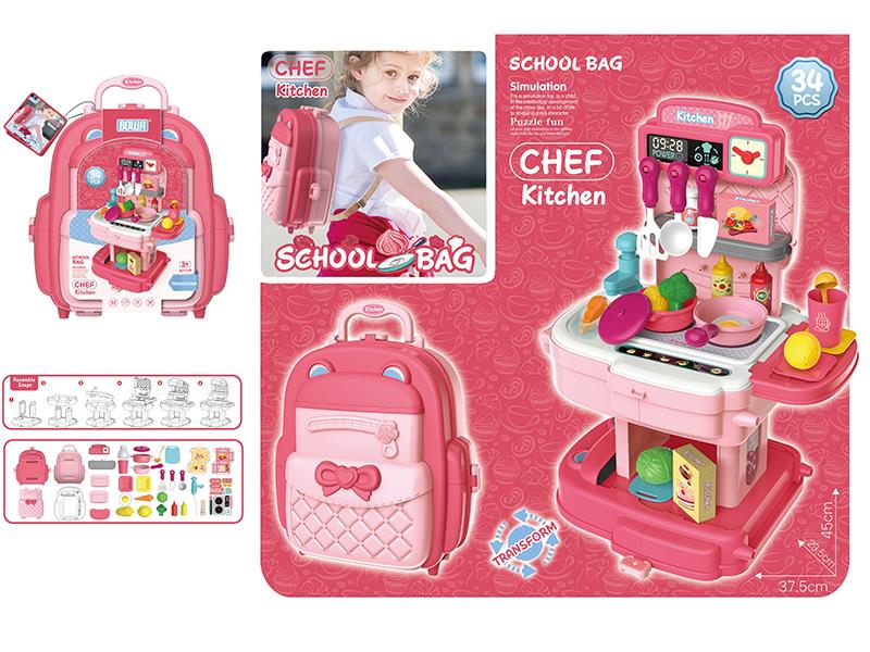 2 In 1 Kitchen Set School Bag 34pcs