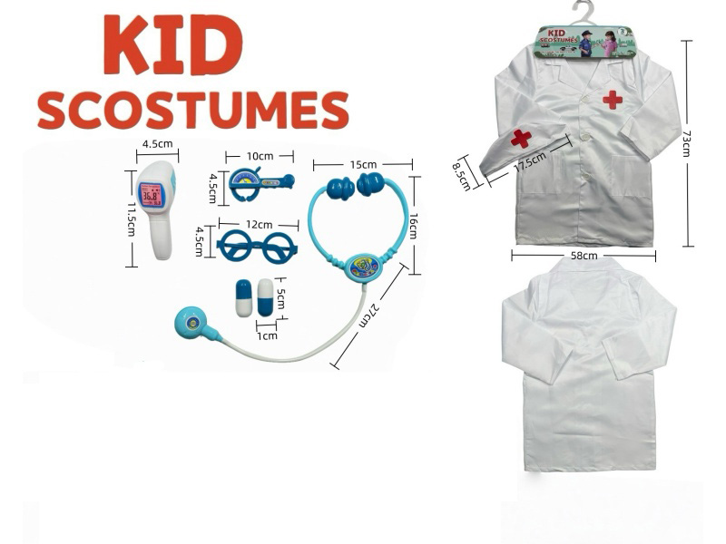 Diy Clothing Role-Playing Red Cross Doctor'S Uniform + 6-Piece Set (Thickened Style) White