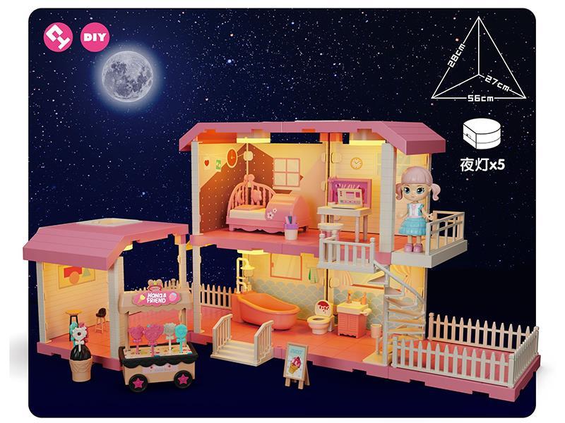 DIY Assembly Two-Layer Villa With Terrace(With Lights)