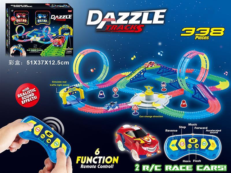 2.4G 6CH R/C Glow In The Dark Rotating Roller Coaster Rail Car With Light 338PCS