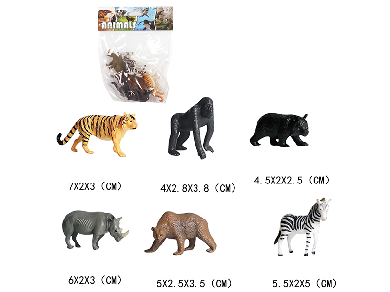 Solid Mini Wild Animal Set 6pcs
