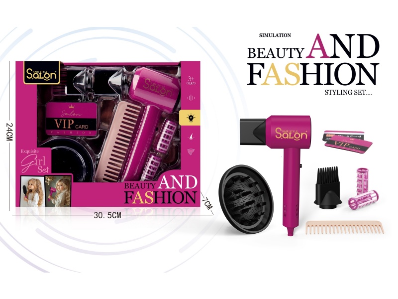 Diy House Play Accessories Simulation Salon Hair Care Tools Electric Hair Dryer Set 9 Pcs