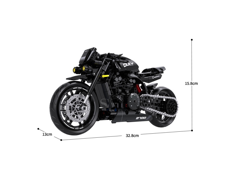 Building Blocks: 1:8 Technology Motorcycle Series - Yamaha Great Devil 538 Pieces