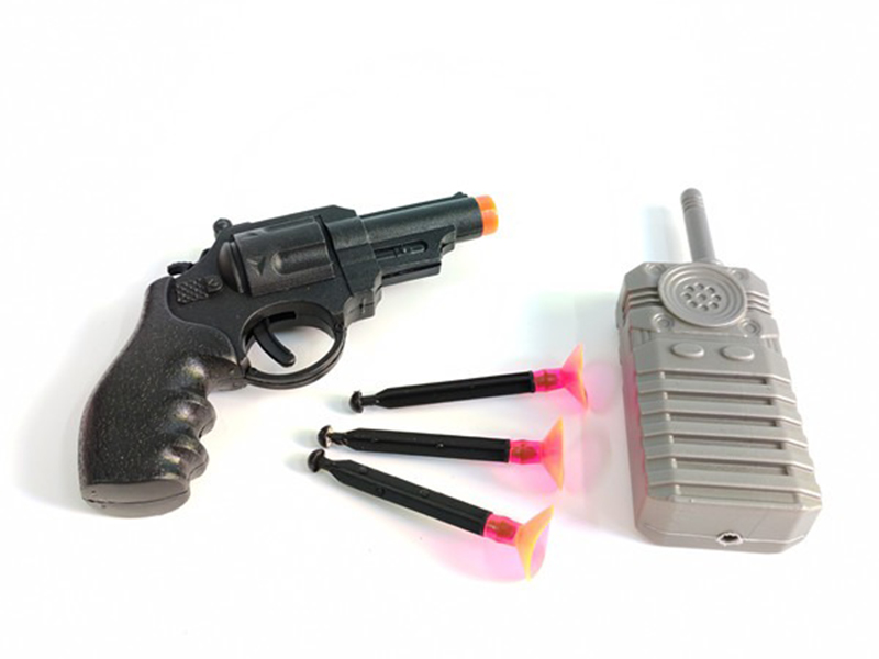 1 Revolver Gun With 3 Needles, 1 Walkie-Talkie