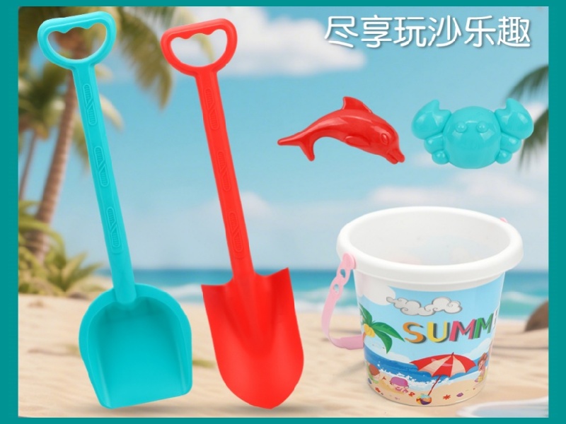 A Set Of 5 Coconut Tree Beach Buckets