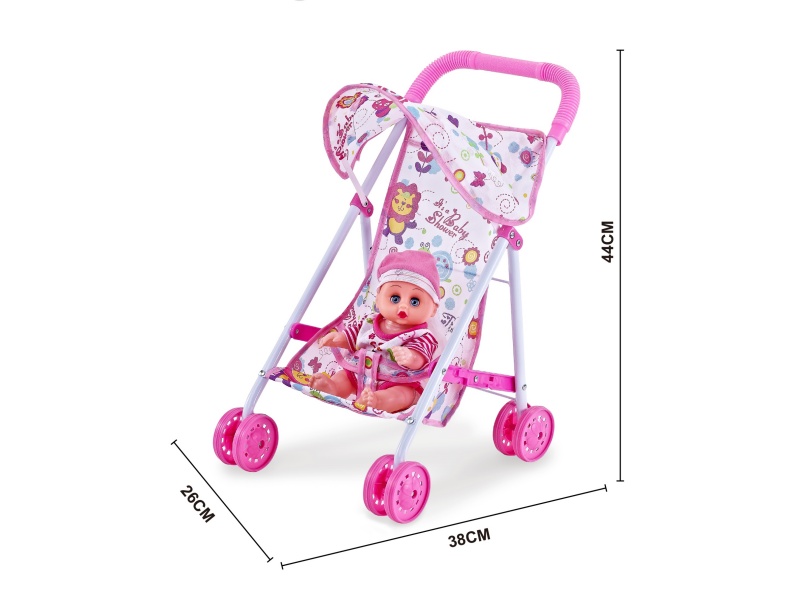 An Iron Trolley With A 10-Inch Boy'S Music Figurine