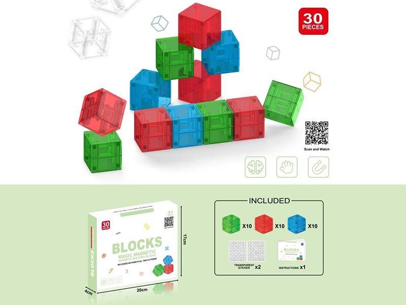 DIY Transparent Magnetic Building Blocks 30PCS