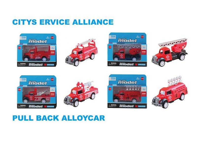 Alloy Pull Back Fire Engine