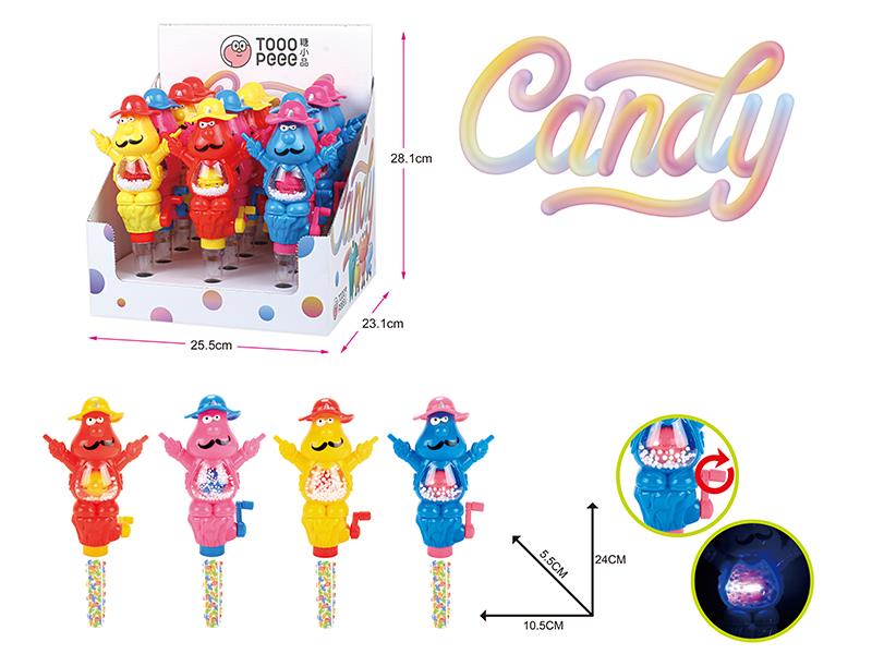 Hand-Cranked Cowboy(With Lights) Candy Toys 12pcs