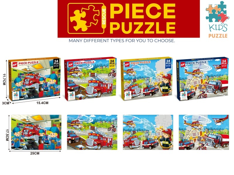 24-Piece Fire-Fighting Puzzle (4 Mixed Sets)