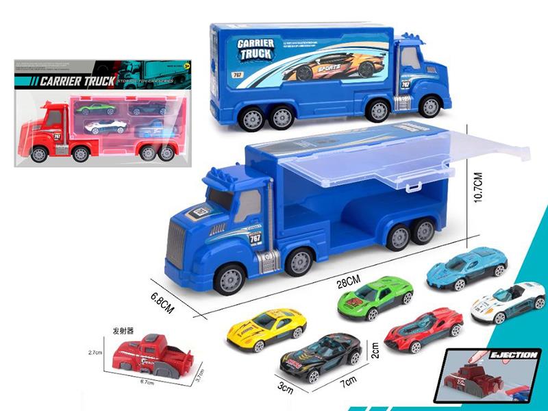 Friction Storage Carrier Truck + 3 Slide Alloy Cars + Launcher