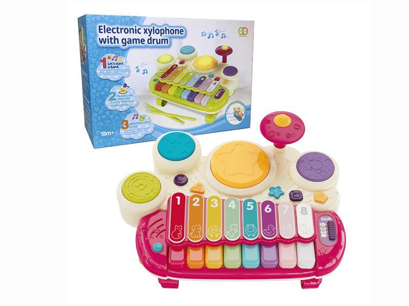 Electronic Xylophone With Game Drum