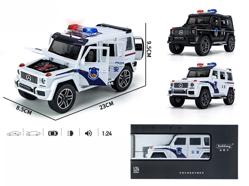 1:24 Benz G-Class Police Car Version Pull Back Alloy Six-Door Car Model With Sound And Lights
